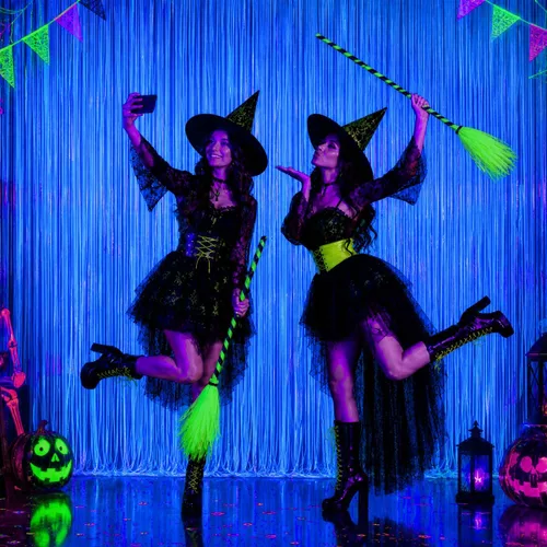 Vista 2 de Mega-L - Suministros de fiesta que brillan en la oscuridad, fondo azul fluorescente, paquete de 2 Azul Fluorescente (Fluorescent Blue)