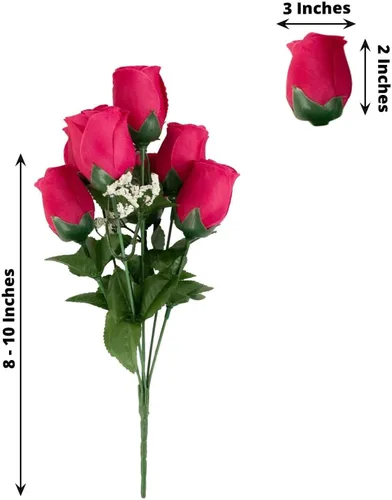 Vista 3 de Efavormart - 12 arbustos Ramos de flores artificiales de seda prémium color fucsia