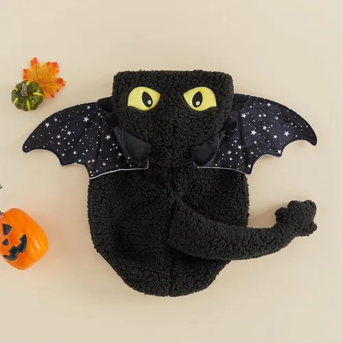 Vista 4 de Mameluco de Halloween para bebé, disfraz de animal, sin mangas Negro