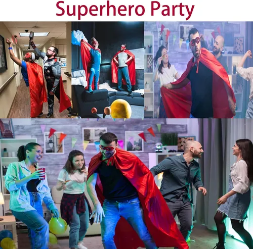 Vista 5 de Maklulu Capas y máscaras de superhéroes para adultos, capas de Halloween, disfraces de superhéroes Negro