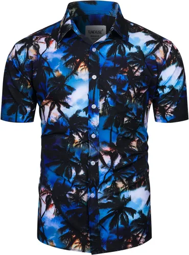 Vista 83 de TUNEVUSE Conjunto de camisas y pantalones cortos hawaianos para hombre, 2 piezas, trajes de playa con estampado de flores, traje tropical de verano