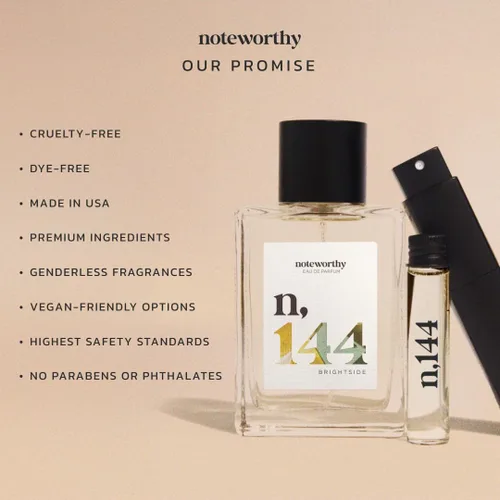 Vista 8 de Noteworthy n,144 Brightside Eau De Parfum - Citrus, Vanilla Perfume unisex de larga duración para mujeres y hombres (viaje)