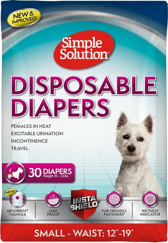 Vista 19 de Simple Solution Pañales desechables para perras, pañal a prueba de fugas para perros, entrenamiento para ir al baño, entrenamiento XS