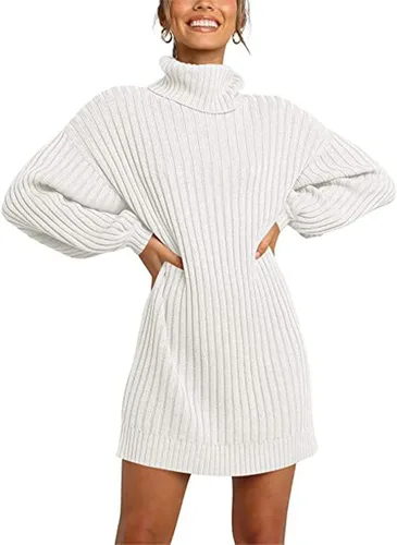 Vista 2 de Aumoo Vestidos largos de manga farol para mujer, vestido suéter de trabajo para mujer