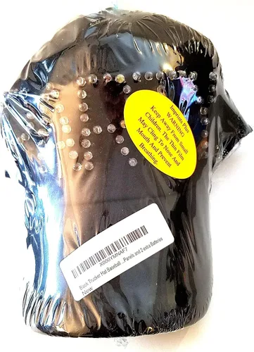 Vista 6 de Imprints Plus Gorra de béisbol negra con luces LED intermitentes parpadea "fiesta" en 3 modos de color tiene paneles de malla transpirable Snapback