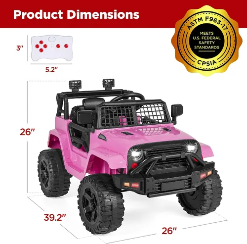 Vista 7 de Best Choice Products - Auto de 12 V para niños con control remoto para Rosa
