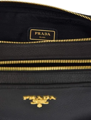 Vista 8 de Prada Bolso bandolera Vitello Phenix de piel negra para mujer 1BH079