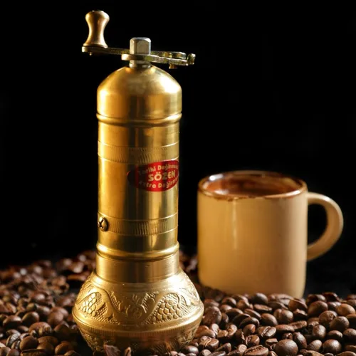 Vista 8 de Sozen - Molinillo de café manual de latón de 6.4 pulgadas, molinillo de manivela para café turco, prensa francesa, expreso, campamento y uso