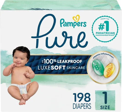 Vista 11 de Pañales para recién nacido/talla 1 (8-14 libras), 35 unidades – Pampers Pure Protection desechables para bebé, protección hipoalergénica y sin
