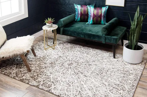 Vista 2 de Unique Loom Sofia Collection - Alfombra de área - Grace (6 x 9 pies, marrón/marfil)