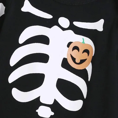 Vista 3 de Disfraz de esqueleto de Halloween para bebés y niñas con gorro