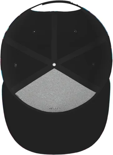 Vista 4 de Stylish Flat-Brim Baseball Cap Synthwave Sabertooth Pattern Moisture-Wicking and Breathable Suitable for Daily use Sports and Travel Black
