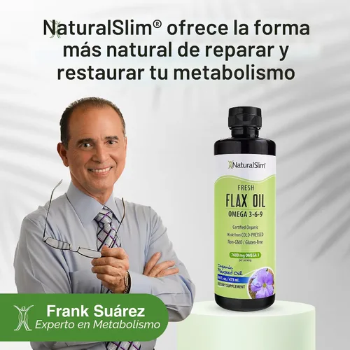 Vista 6 de NaturalSlim Aceite de linaza líquido de sabor fresco, aceite de lino orgánico prensado en frío y alto en Omega 3 6 9 ácidos grasos, suplemento