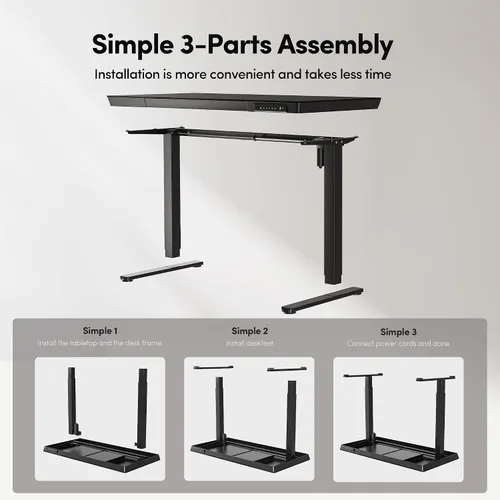 Vista 4 de CubiCubi Escritorio eléctrico de pie con cajones de 48 × 24, escritorio de cristal de altura ajustable de una pieza, escritorio de pie ajustable