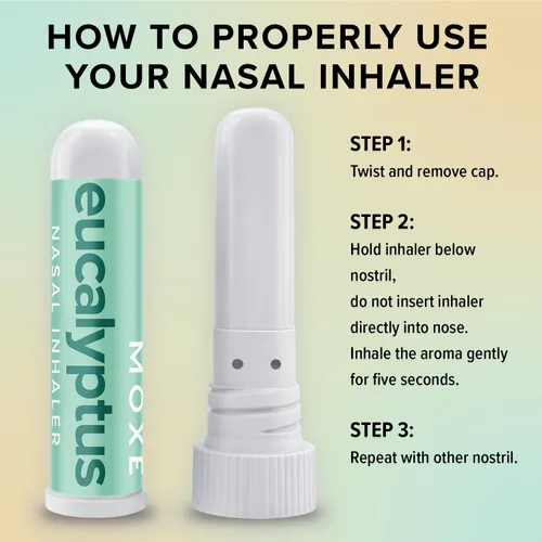 Vista 8 de MOXē - Inhalador nasal de aceite esencial de eucalipto, alivio sinusal y de congestión, relajación diaria, alivio del estrés, aromaterapia
