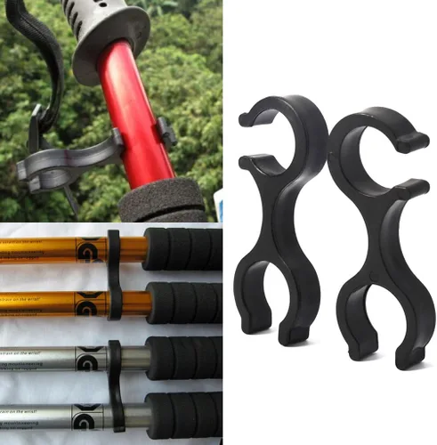 Vista 3 de Clips de senderismo, 2 piezas de abrazaderas de trekking de goma en forma de 8 varillas dobles conector de hebilla para senderismo al aire libre