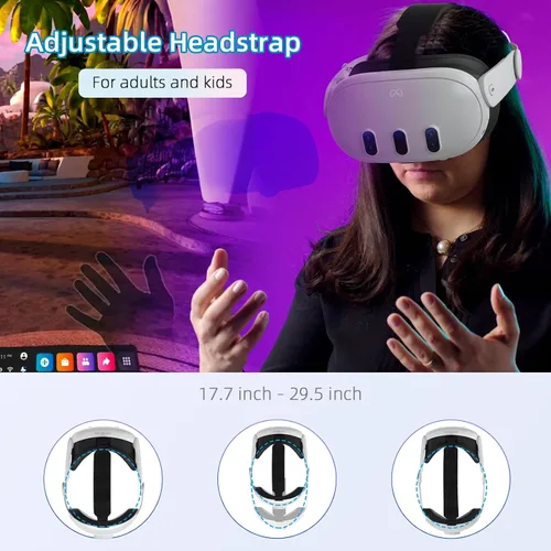 Vista 5 de Correa para la cabeza compatible con Oculus Quest 3, accesorios Meta Quest 3, correa ajustable Elite repuesto para mayor comodidad soporte e