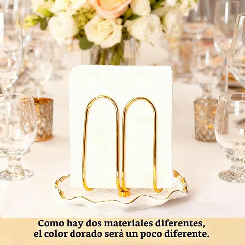 Vista 2 de Servilletero Moderno de Pie para Mesa, Servilleteros de Cerámica Dorados para Navidad, Servilleteros de Papel, Dispensador de Servilletas de Navidad