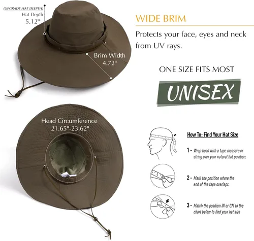 Vista 3 de Sombreros impermeables de ala ancha para mujer, protección UV UPF 50+, gorra de playa de verano al aire libre