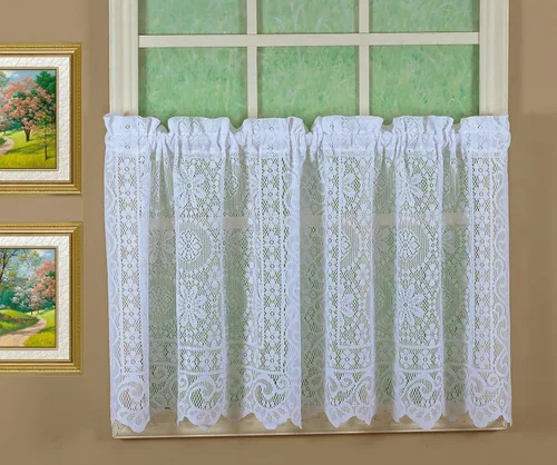 Vista 15 de Today's Curtain Hopewell Cenefa de encaje prémium de 12 pulgadas, crema, 58 pulgadas de ancho x 12 pulgadas de largo