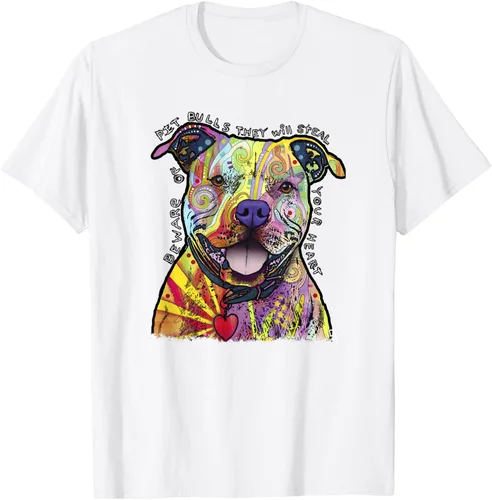 Vista 55 de Beware Of Pit Bulls, Dean Russo Pitbull Original - Camiseta para amantes de los perros, Negro