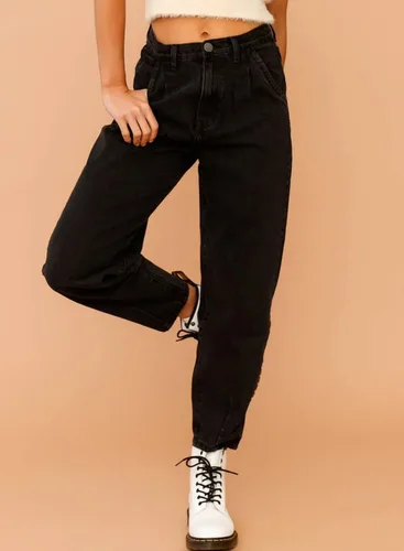 Vista 3 de EVALESS Pantalones de mezclilla holgados de cintura alta para mujer, casuales, holgados, recortados, pantalones de mezclilla Y2K
