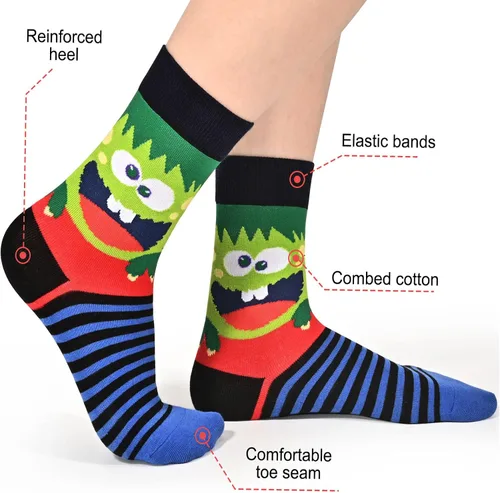 Vista 3 de Dsia Zamur Calcetines para niños y niñas, paquete de 4 a 6 unidades + caja de regalo, novedosos calcetines de pantorrilla coloridos para adolescentes
