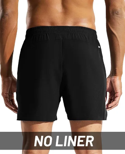 Vista 2 de MIER Pantalones cortos deportivos para correr de 5 pulgadas para hombre con bolsillos, de secado rápido, ligeros, pantalones cortos de entrenamiento