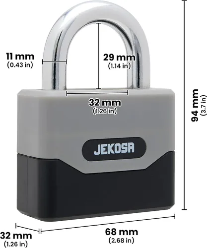 Vista 2 de Jekosa® PDP68 Cerradura de combinación resistente – Grillete resistente a los cortes de 0.433 in, carcasa de poliamida resistente a la intemperie
