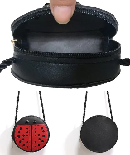 Vista 3 de Bolso de mariquita para niñas pequeñas, mini bolso cruzado de piel sintética, monedas, juguetes de mariquita para niños y niñas, regalo