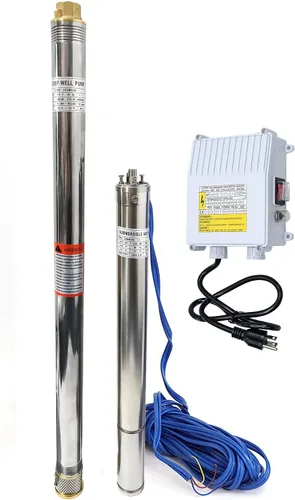 Vista 10 de Bomba sumergible de pozo profundo, bomba de pozo profundo de 1 HP de 110 V de acero inoxidable con caja de control y cable de alimentación de 50