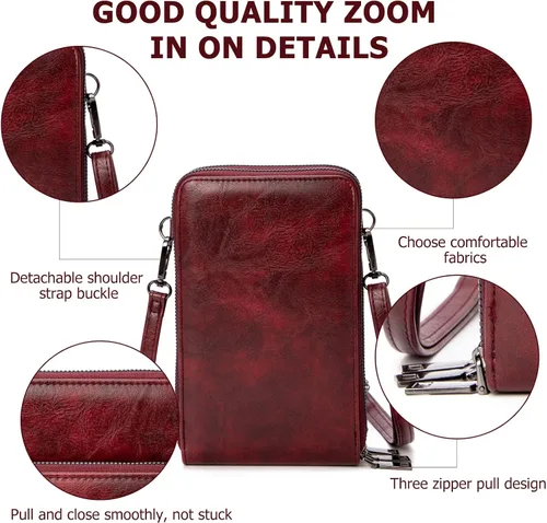 Vista 5 de Bolso chico en bandolera de mujer para celular, minicartera tarjetera monedero de manohombro