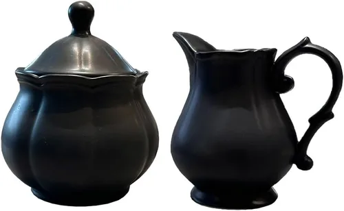 Vista 10 de WAIT FLY Jarra de crema y salsa vintage en relieve, jarra de crema negra para cocina