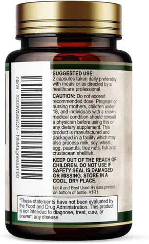 Vista 8 de Citrato de magnesio 1000 mg por porción – Magnesio extra fuerte para huesos, músculos, nervios y apoyo a la salud del corazón, suplemento