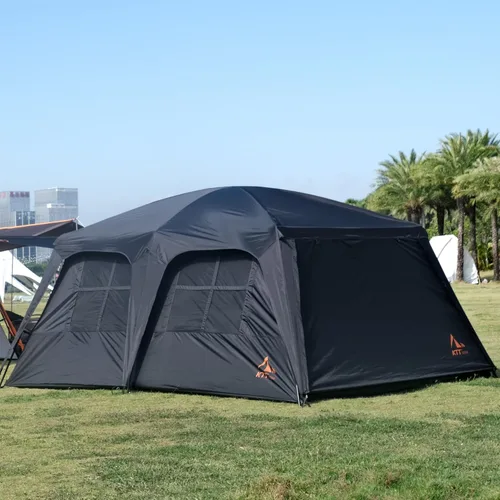 Vista 2 de KTT Extra Large Tent 6-10-12-14 Person(A),Family Cabin Tents,2 Rooms,3 Doors and 3 Windows with Mesh,Straight Wall,Waterproof,Double Layer,Big Tent