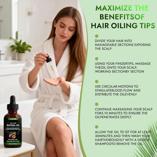 Vista 4 de Batana - Aceite para el crecimiento del cabello prensado en frío para engrosar y fortalecer el cabello con aceite de romero y ricino, tratamiento