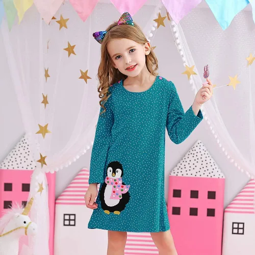 Vista 3 de VIKITA Toddler Girls Dresses Winter Hoodie Clothes Colorful Sequins Long Sleeve Cotton Sweatshirt for Little Kids 3-8 Years
