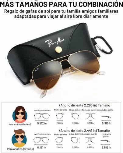 Vista 5 de Pro Acme Classic Aviator Sunglasses Glass Lens Metal UV400 for Men Women A1 café