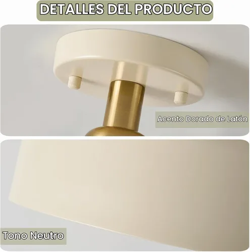 Vista 4 de BISAMIYA Moderna lámpara de techo semiempotrada, acento de latón y pantalla de metal de 12.6 pulgadas, para cocina, pasillo, entrada, despensa