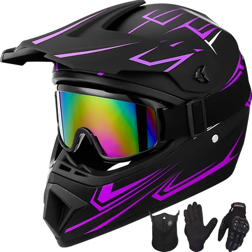 Vista 15 de Yesmotor - Casco de motocross para jóvenes, casco de motocicleta BMX, MX, cuatrimoto todoterreno, motocross, bicicleta de montaña, aprobado por