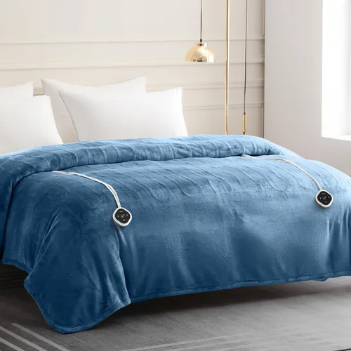 Vista 7 de HOMLYNS LuxeHeat - Manta térmica eléctrica tamaño King, manta térmica de franela suave Sherpa con 10 ajustes de calor, temporizador de 1 a 10 horas
