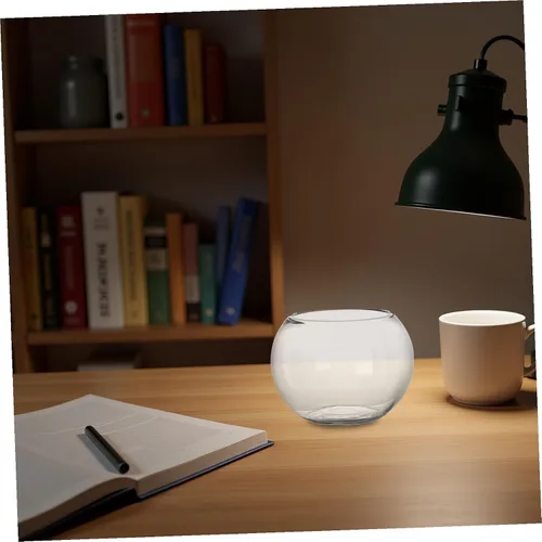 Vista 7 de POPETPOP Cuenco de pescado de vidrio transparente para tanque de escritorio compacto para decoración de oficina en casa para plantas, peces