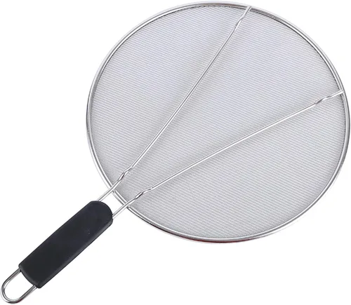 Vista 9 de Pantalla contra salpicaduras para sartén: protector de salpicaduras de grasa de acero inoxidable para cocinar, pantalla de malla para freír mantiene