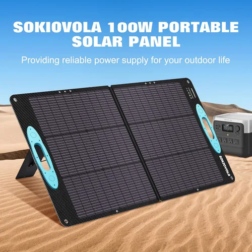 Vista 7 de SOKIOVOLA - Panel solar portátil de 100 W para estación de energía, cargador solar plegable ETFE NextGen con conversión alta del 25% y resistente al