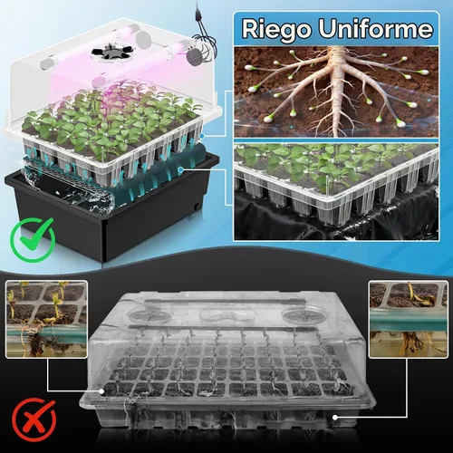 Vista 7 de Hon&Guan Kit de inicio de semillas de 30 celdas con tapete térmico y luces