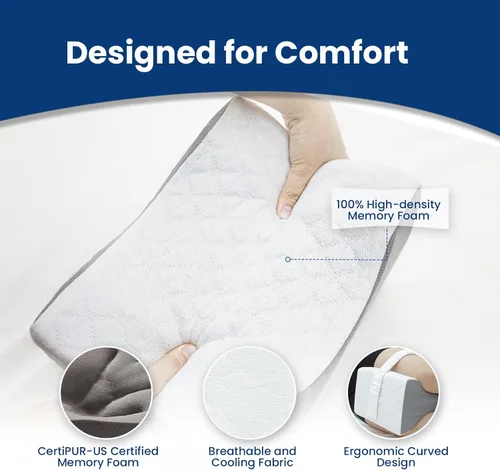 Vista 4 de Kehangte Almohada de rodilla para personas que duermen de lado, almohadas de piernas para personas que duermen de lado, espuma viscoelástica