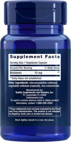 Vista 2 de Life Extension Melatonina, 10 mg, Dosis Saludable, Nuestra Dosis Más Alta Disponible, para Apoyo del Sueño, Respuesta Inmune Saludable, Defensa