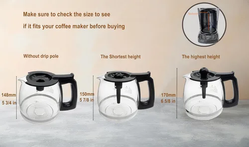 Vista 6 de Cafetera de vidrio para cafetera, cafetera de 12 tazas, compatible con KitchenAid KCM1209 KCM1208, Cuisinart DCC 1220BKS, Capresso SG300, Gourmia