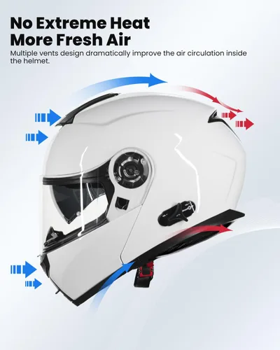 Vista 4 de ILM - Casco de motocicleta con Bluetooth, modular, intercomunicador para 2-3 conductores, abatible, de cara completa, con doble visera, aprobado por