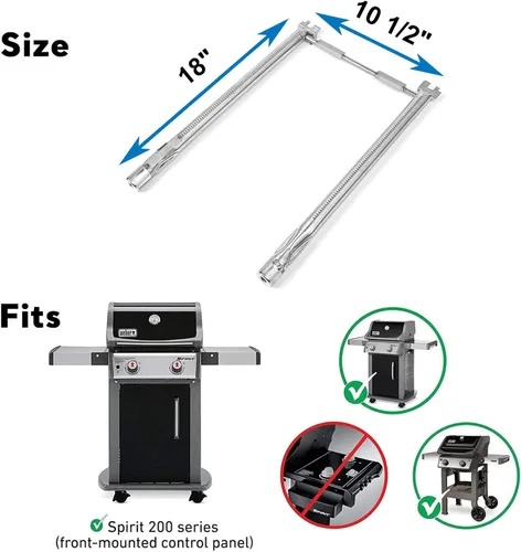 Vista 6 de Barras aromatizantes y quemador de parrilla para Weber GS4 Spirit II 200, Spirit II E-210, Spirit E-210, Spirit 200 Series Grills con control